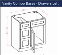 VANITY BASE 30 WITH DRAWERS ON LEFT