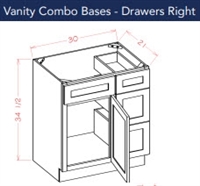 VANITY BASE 30 WITH DRAWERS ON RIGHT