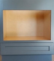 Shaker Grey Base Microwave Cabinet 30 has 1 drawer on bottom and an opening of 16 1/2 h x 26 1/2 w