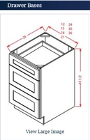 Shaker Grey Drawer Base Cabinet 12-3 has 3 drawers