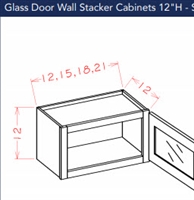 Shaker White Wall Stacker Cabinet 1212 Glass Door