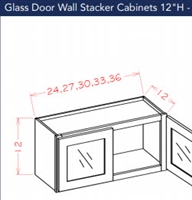 Shaker White Wall Stacker Cabinet 3312 Glass Door